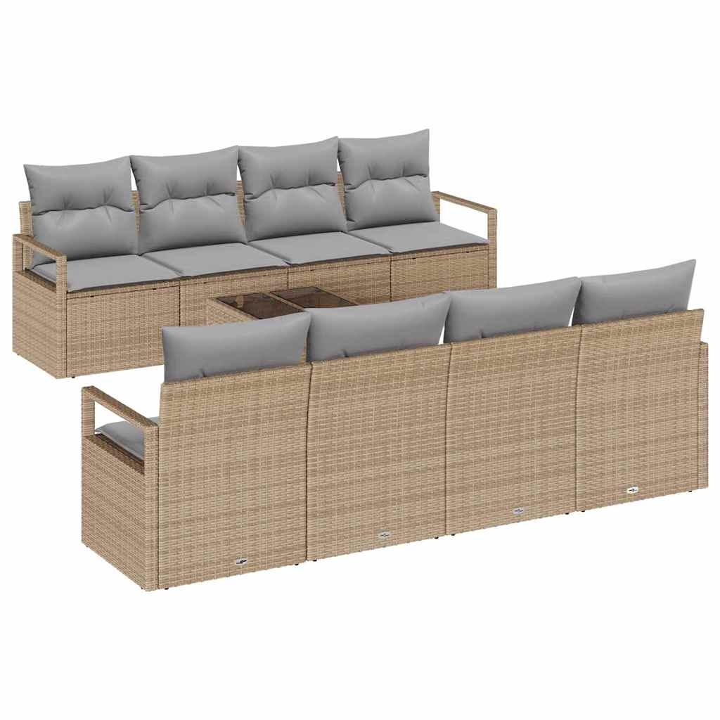 Sofa Sæt 7 stk. 6-Antal sæder Beige og grå polyrattan