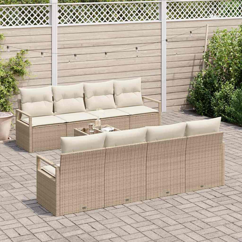 Sofa Sæt 7 stk. 6-Antal sæder Beige og creme polyrattan