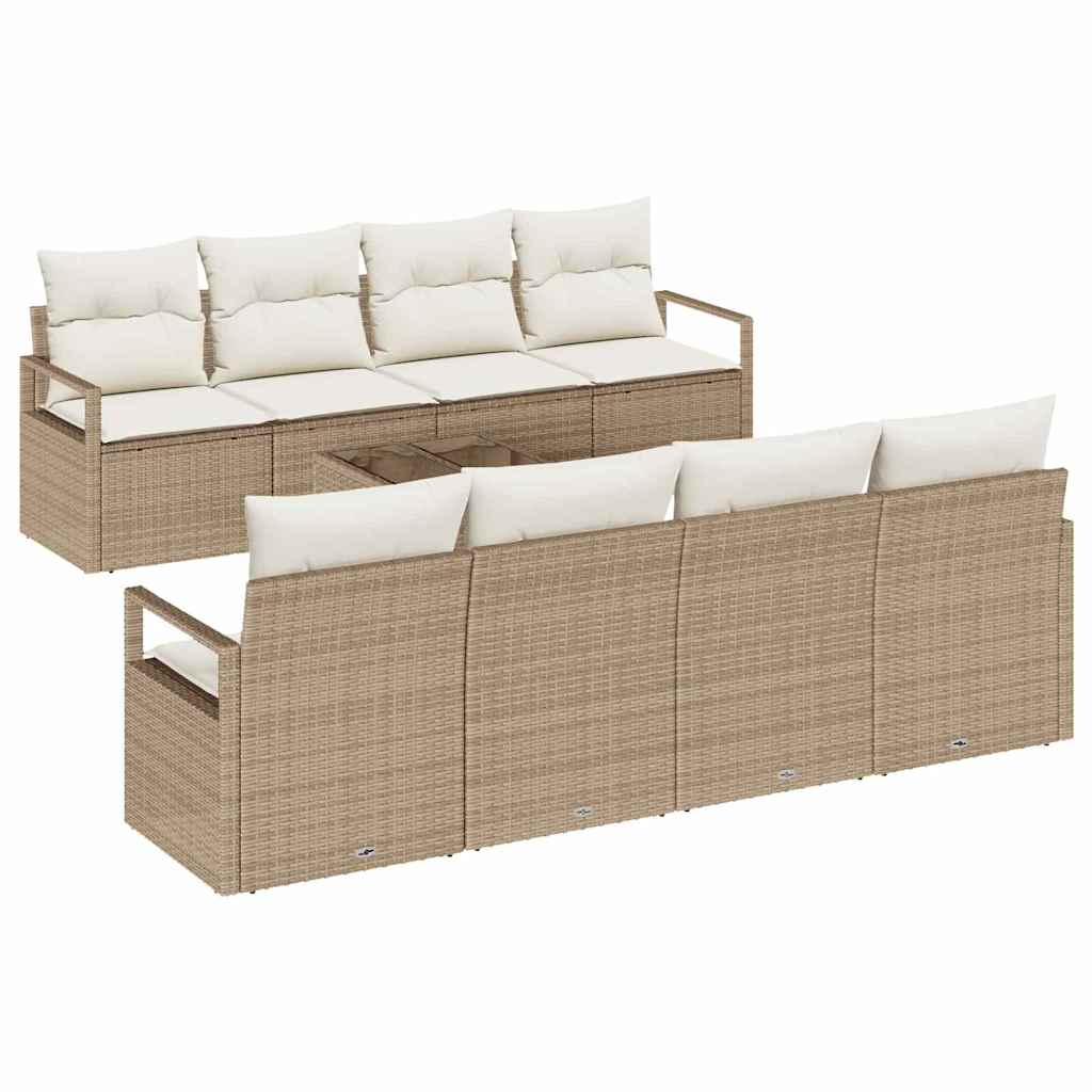 Sofa Sæt 7 stk. 6-Antal sæder Beige og creme polyrattan