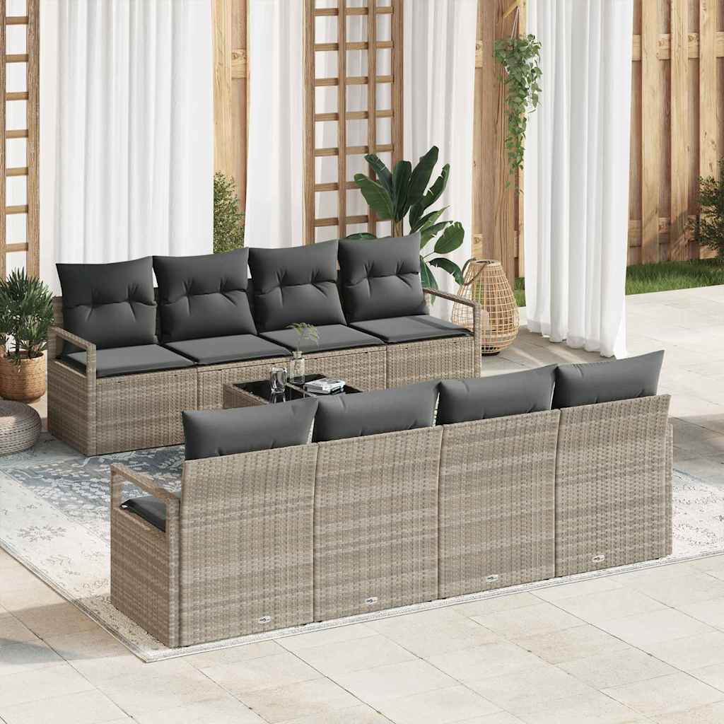 Sofa Sæt 7 stk. 6-Antal sæder Lysegrå polyrattan