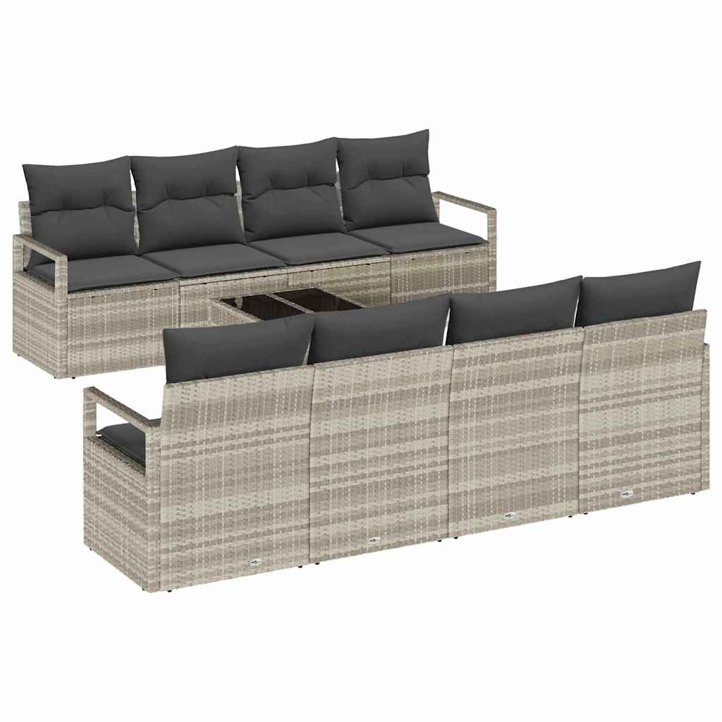 Sofa Sæt 7 stk. 6-Antal sæder Lysegrå polyrattan