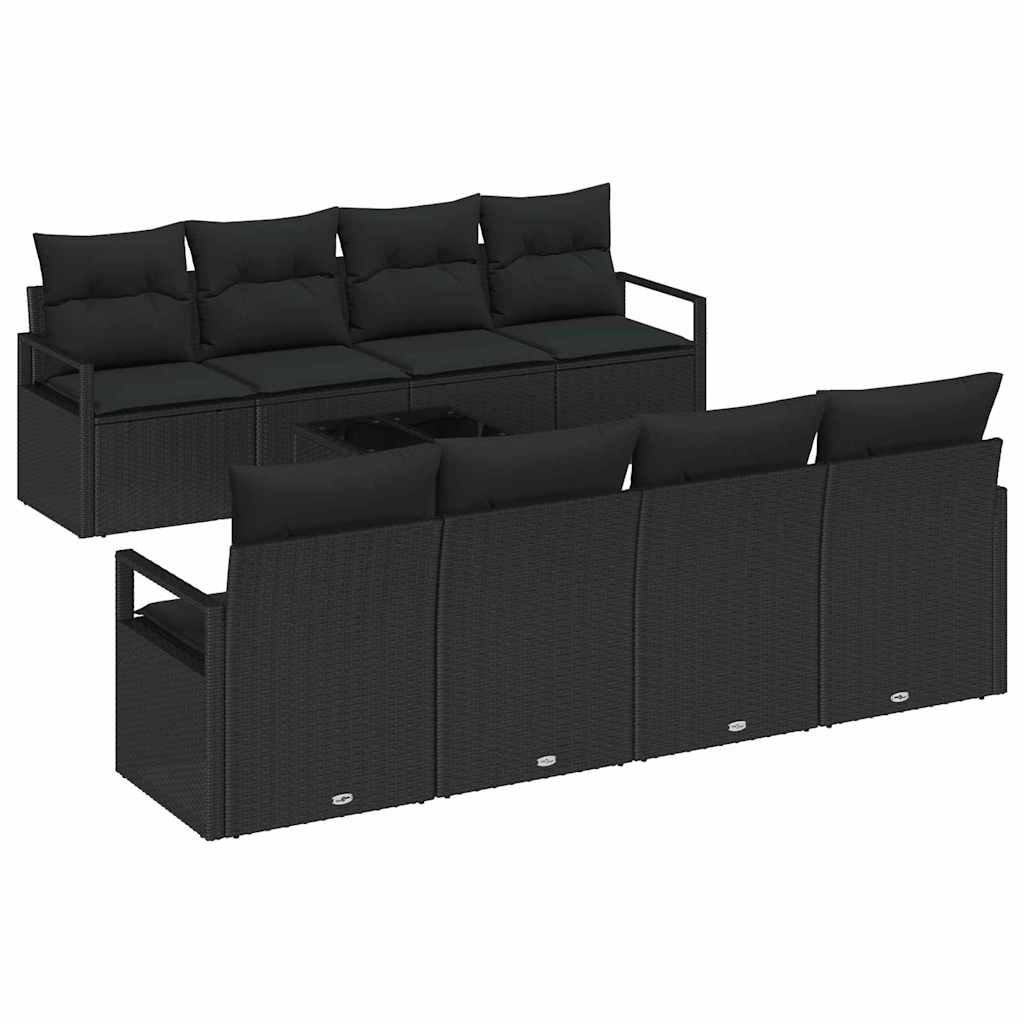 Sofa Sæt 7 stk. 6-Antal sæder Sort polyrattan