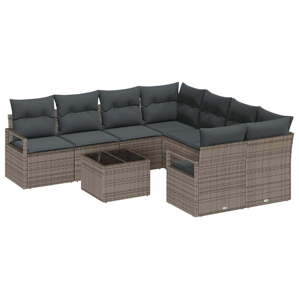 Sofa Sæt 9 stk. 8-Antal sæder Grå Polyrattan