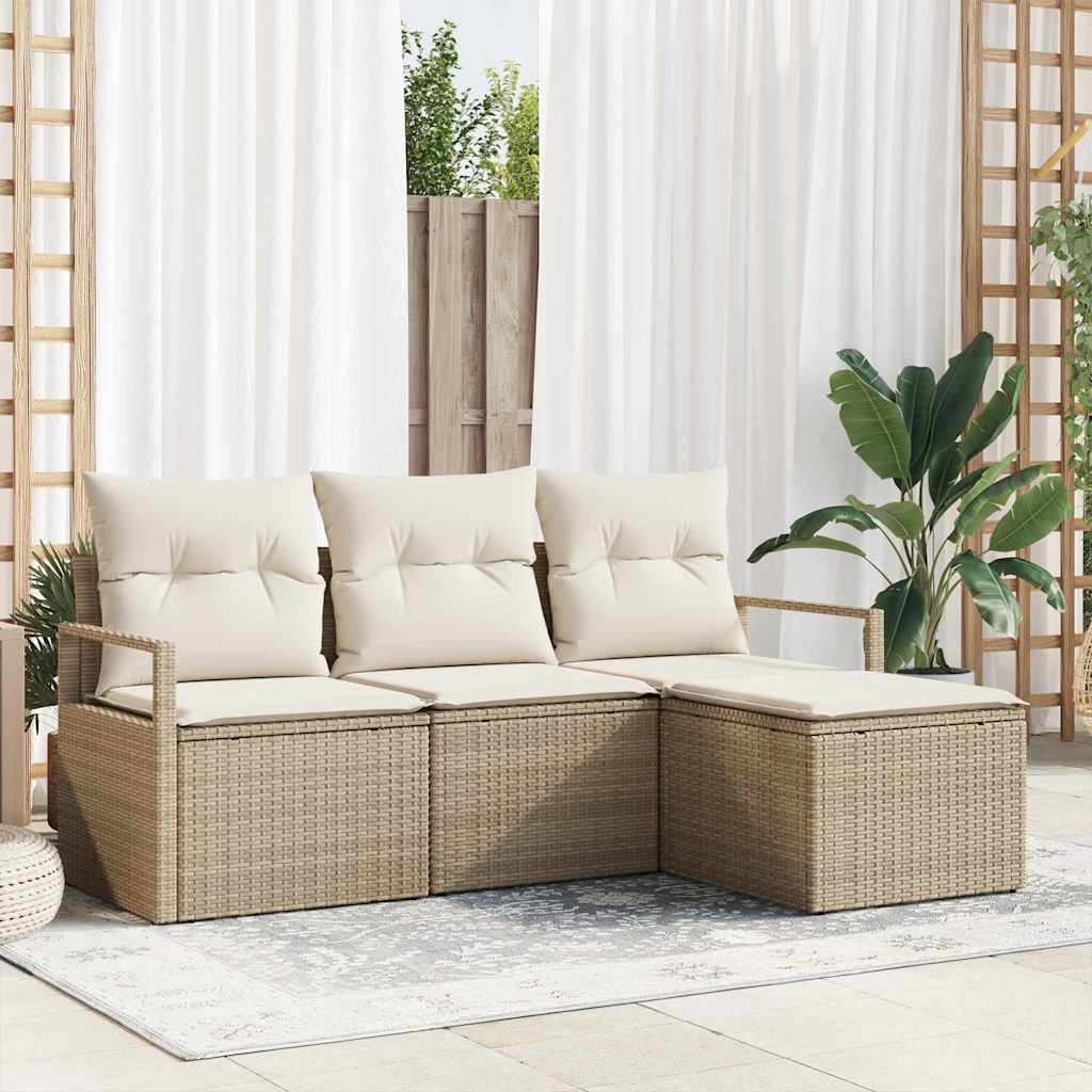 Sofa Sæt 4 stk. Beige polyrattan