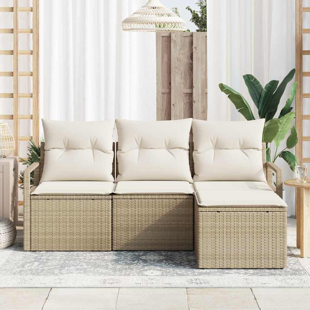 Sofa Sæt 4 stk. Beige polyrattan