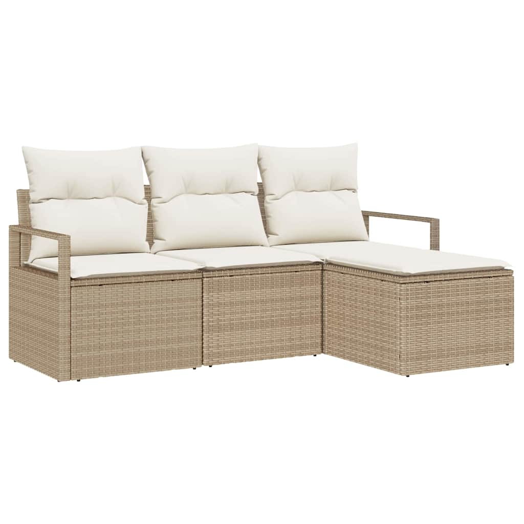 Sofa Sæt 4 stk. Beige polyrattan