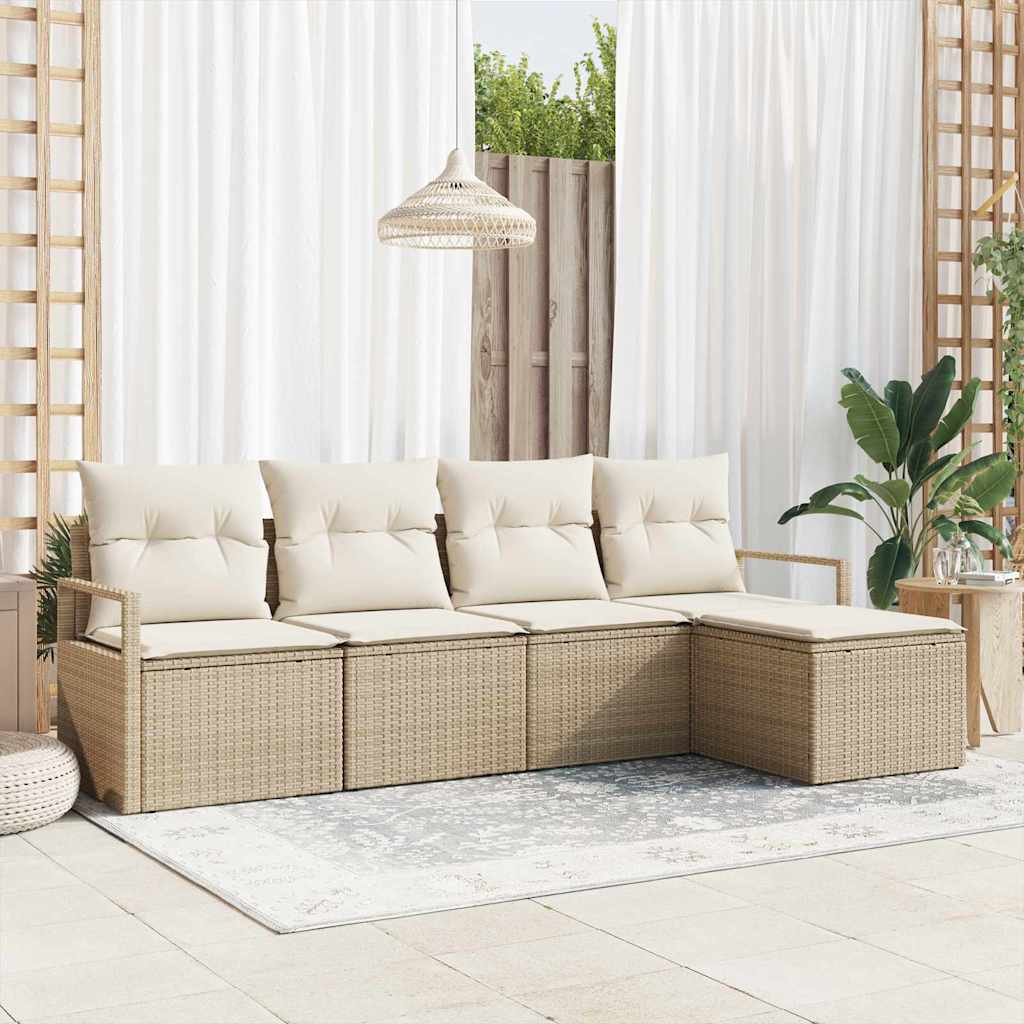 Sofa Sæt 5 stk. Beige polyrattan