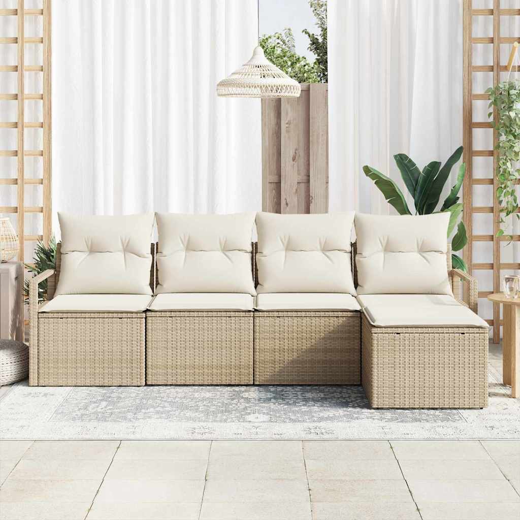 Sofa Sæt 5 stk. Beige polyrattan