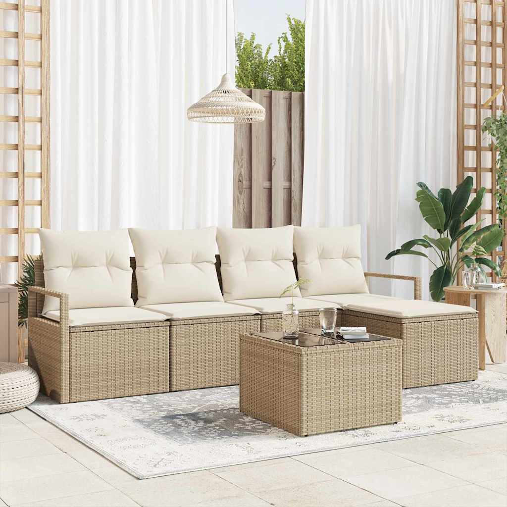 Sofa Sæt 6 stk. Beige polyrattan