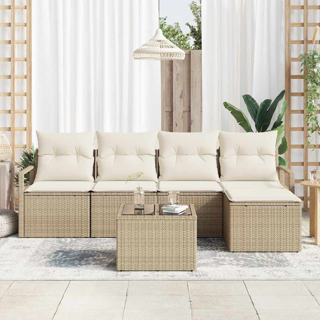 Sofa Sæt 6 stk. Beige polyrattan