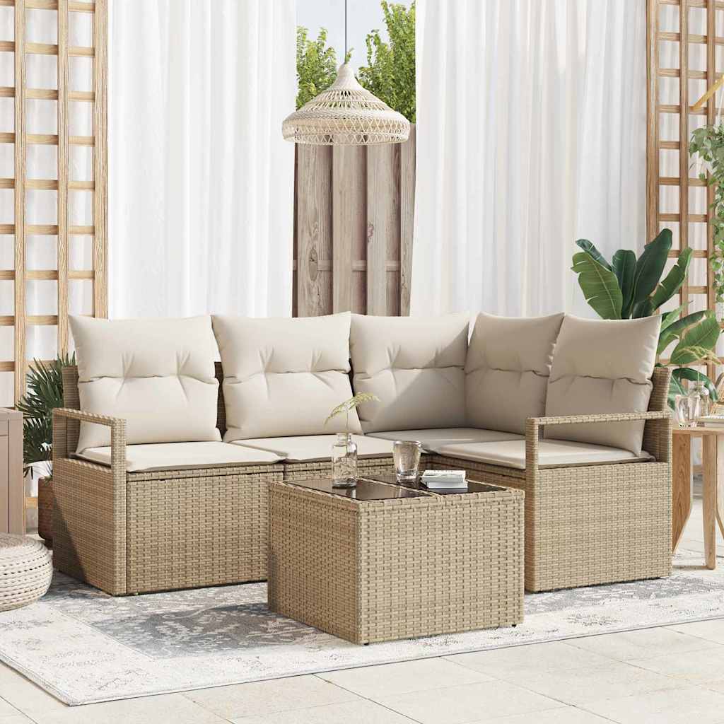 Sofa Sæt 5 stk. Beige polyrattan
