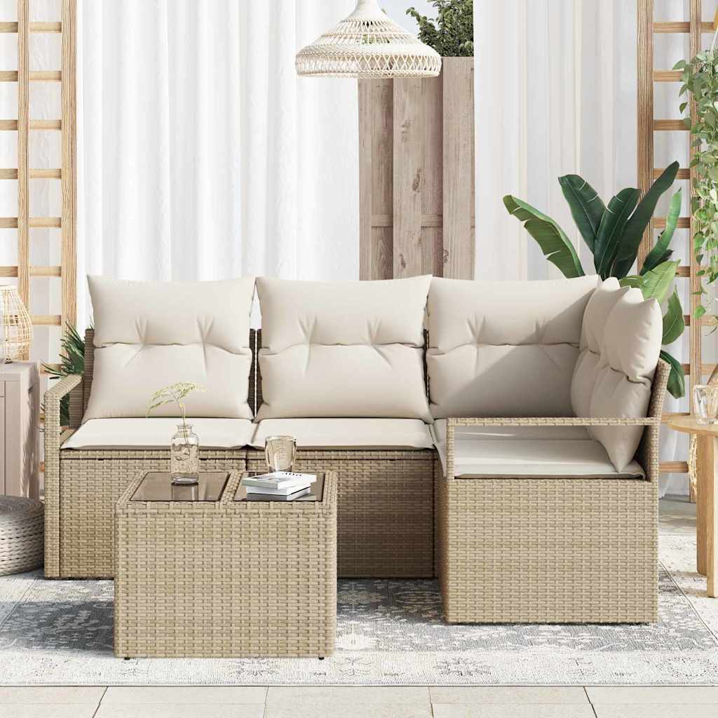 Sofa Sæt 5 stk. Beige polyrattan