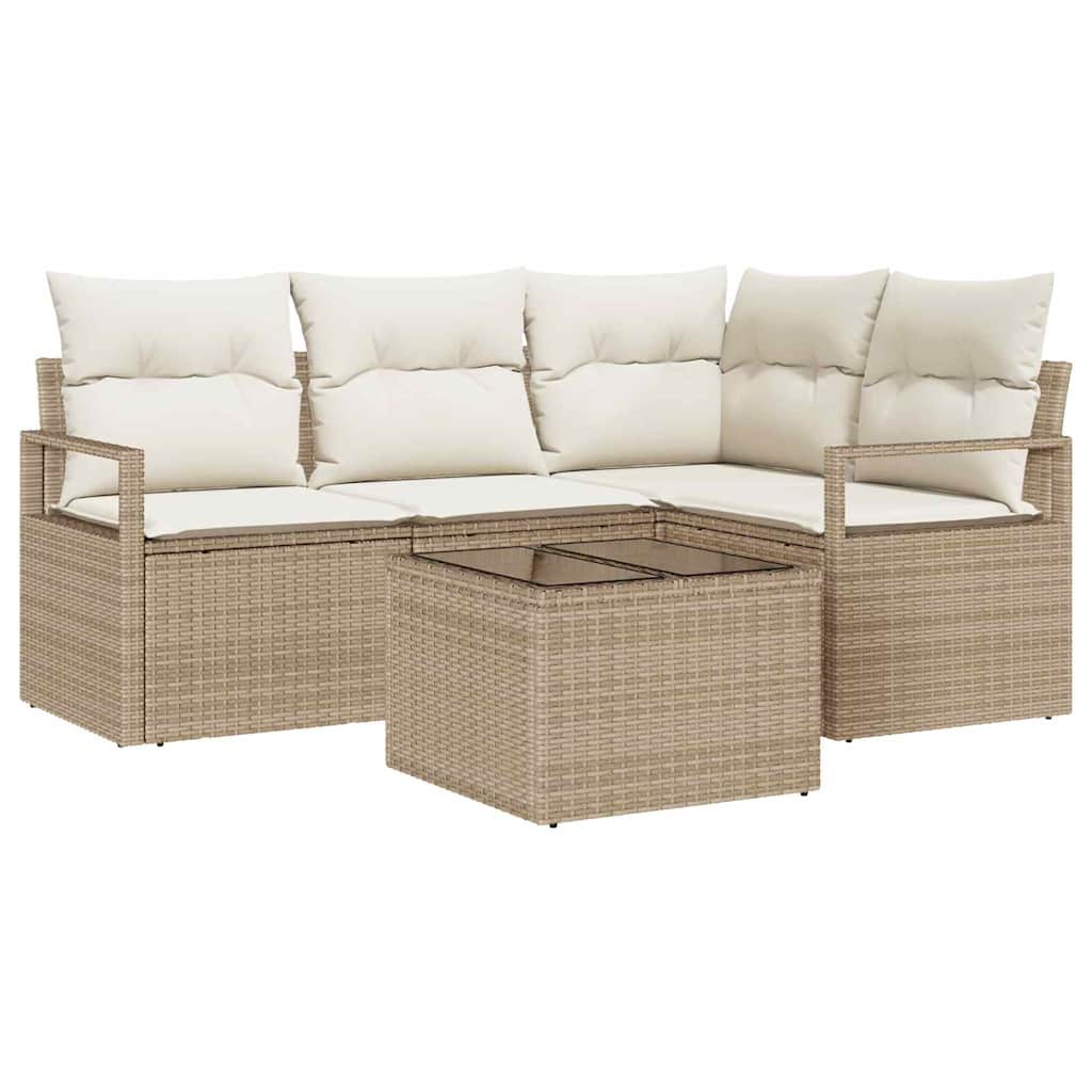 Sofa Sæt 5 stk. Beige polyrattan