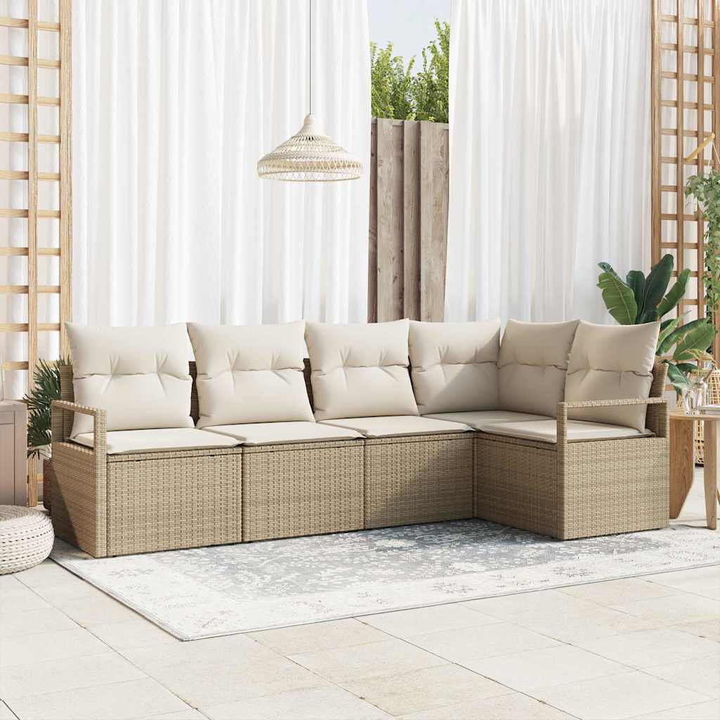 Sofa Sæt 5 stk. Beige polyrattan