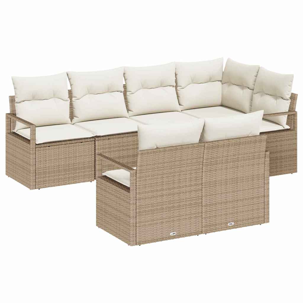 Sofa Sæt 7 stk. Beige polyrattan