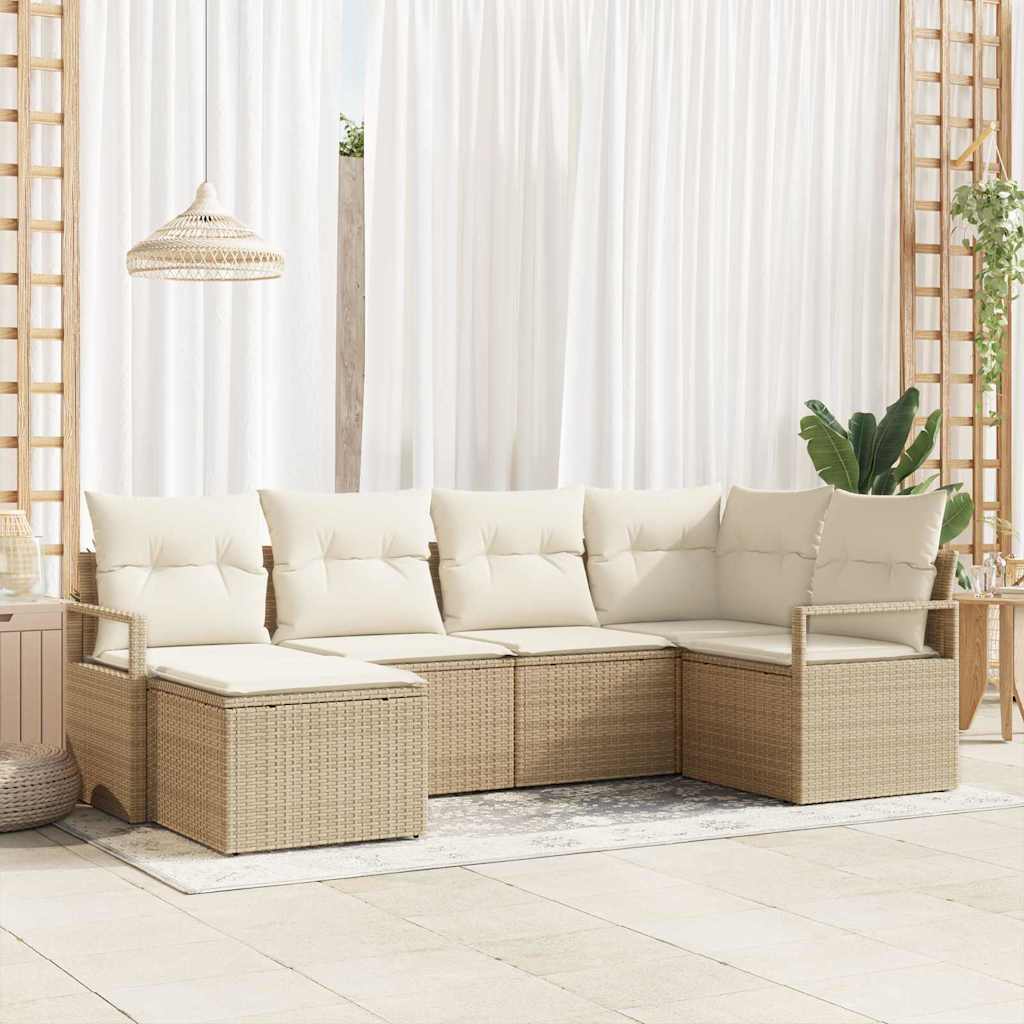 Sofa Sæt 6 stk. Beige polyrattan