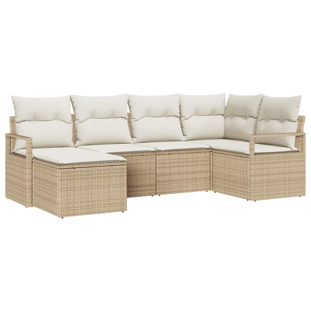 Sofa Sæt 6 stk. Beige polyrattan