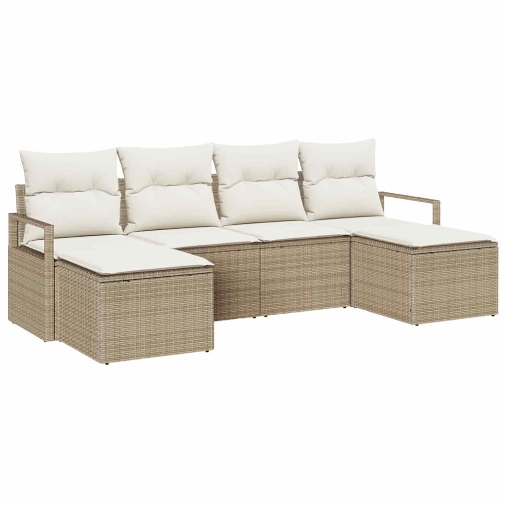 Sofa Sæt 6 stk. Beige polyrattan