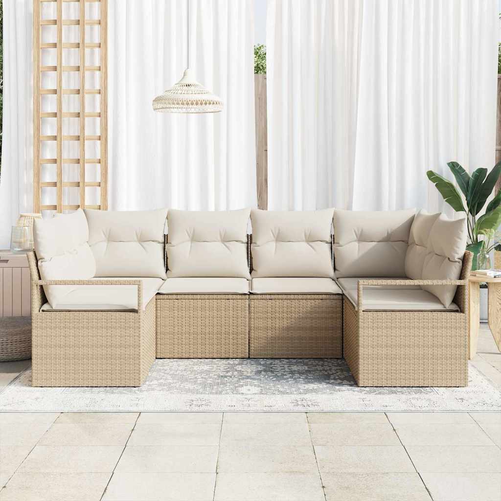 Sofa Sæt 6 stk. Beige polyrattan