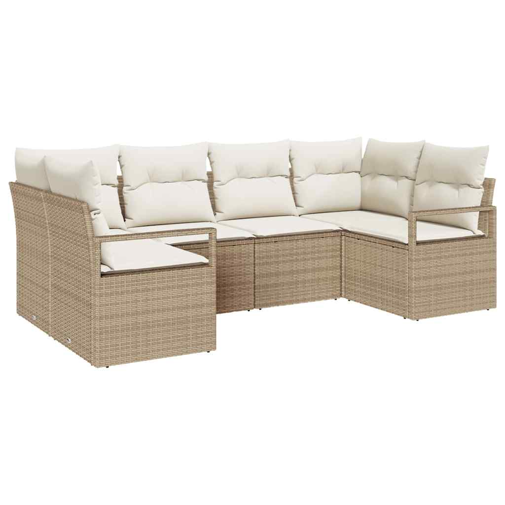 Sofa Sæt 6 stk. Beige polyrattan