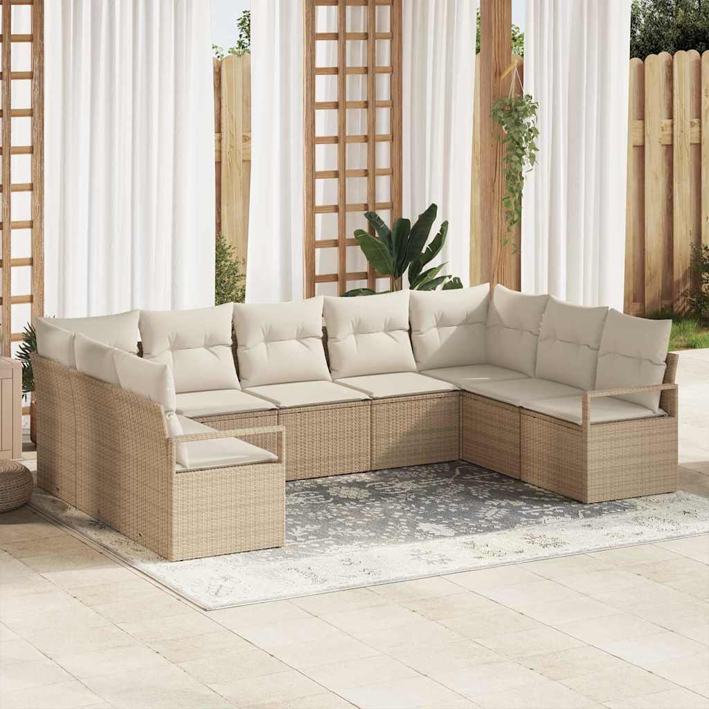 Sofa Sæt 9 stk. Beige polyrattan