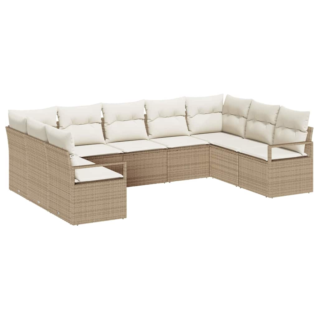 Sofa Sæt 9 stk. Beige polyrattan