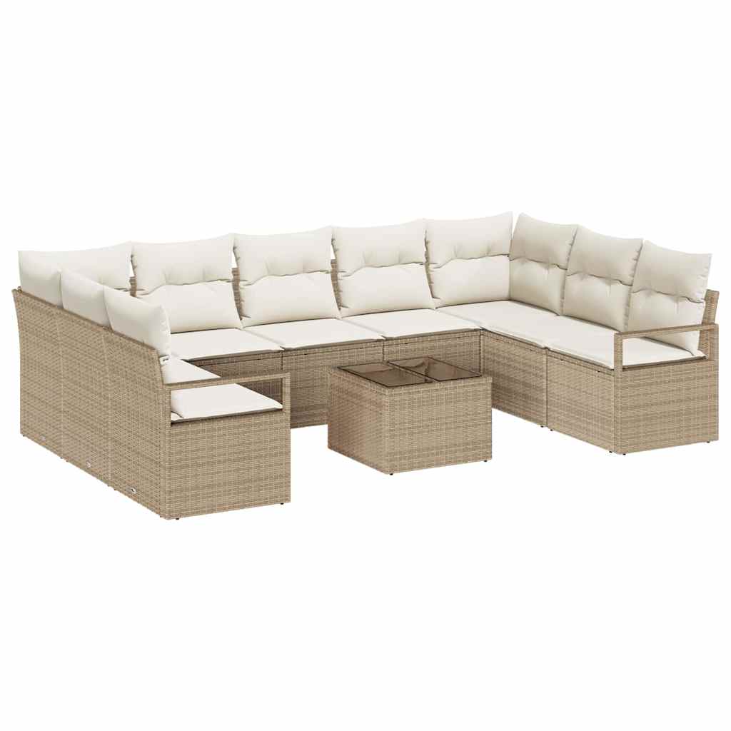 Sofa Sæt 10 stk. Beige polyrattan