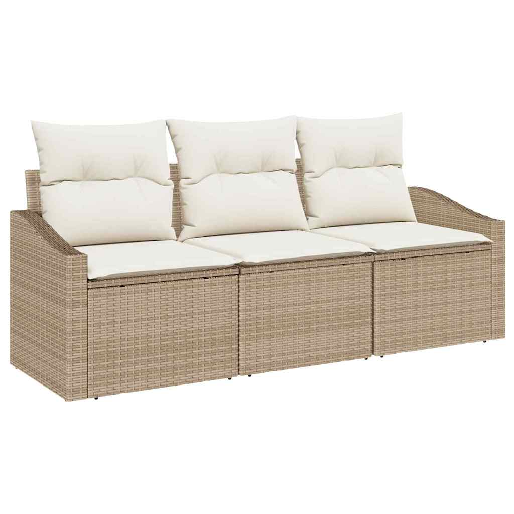Sofa Sæt 3 stk. Beige polyrattan