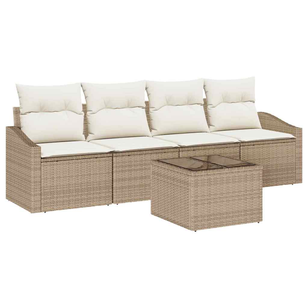 Sofa Sæt 5 stk. Beige og creme polyrattan