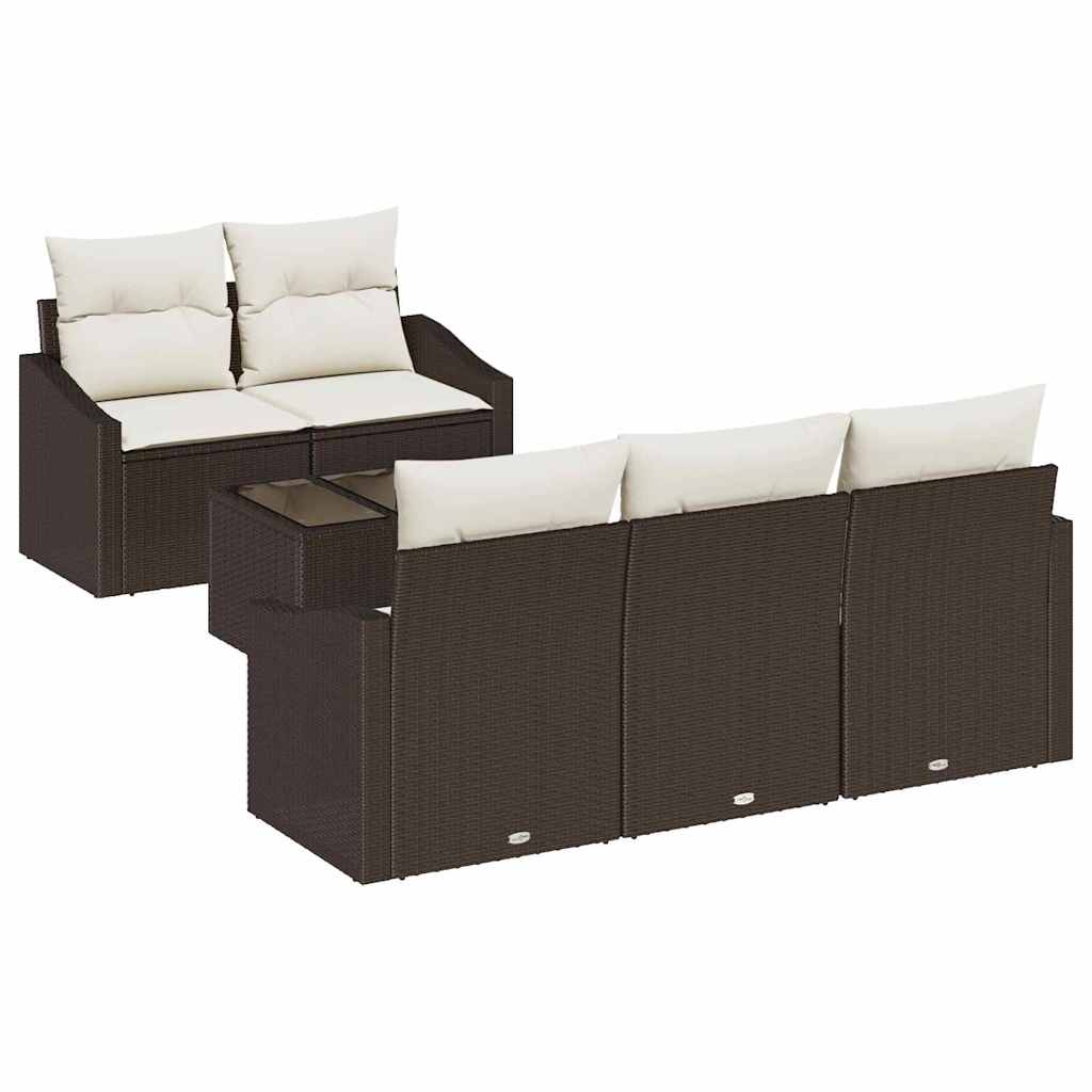 Sofa Sæt 6 stk. Brun og Creme polyrattan