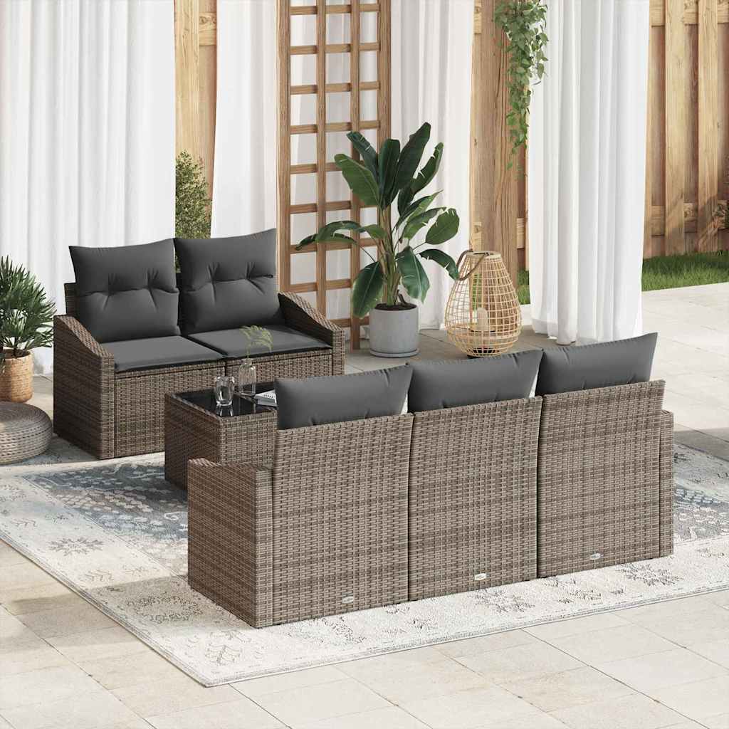 Sofa Sæt 6 stk. Grå polyrattan