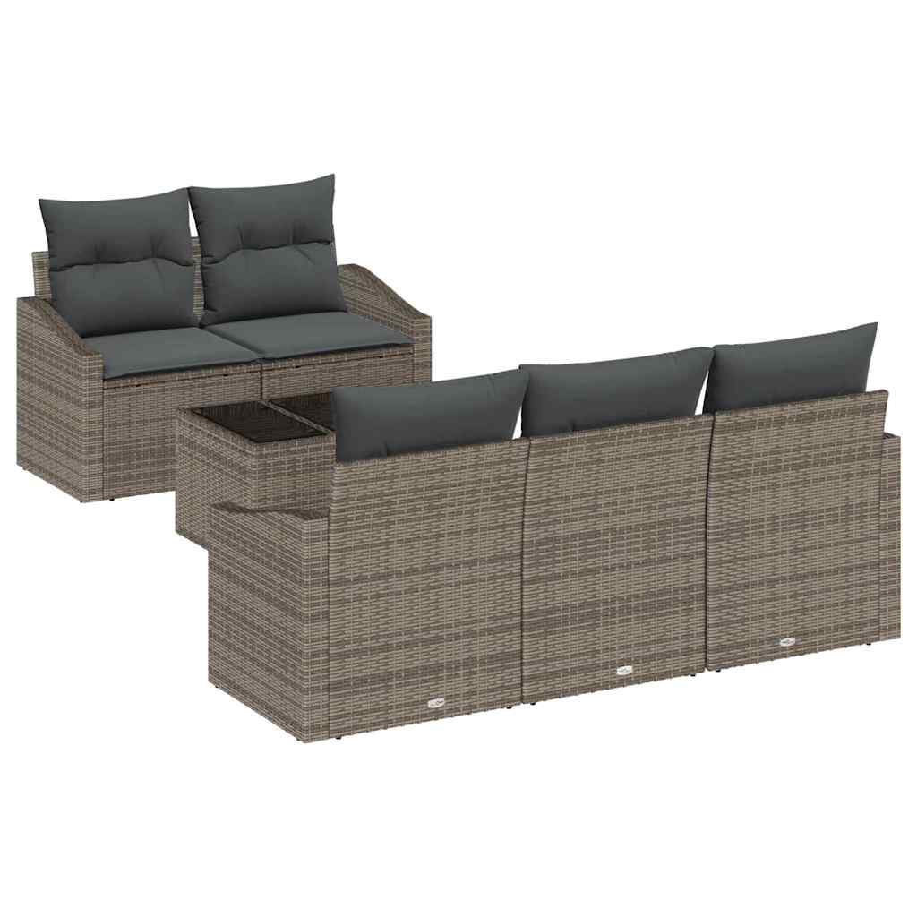 Sofa Sæt 6 stk. Grå polyrattan