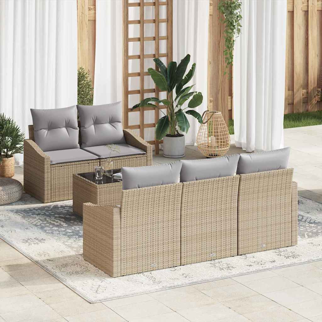 Sofa Sæt 6 stk. Beige og lys grå polyrattan