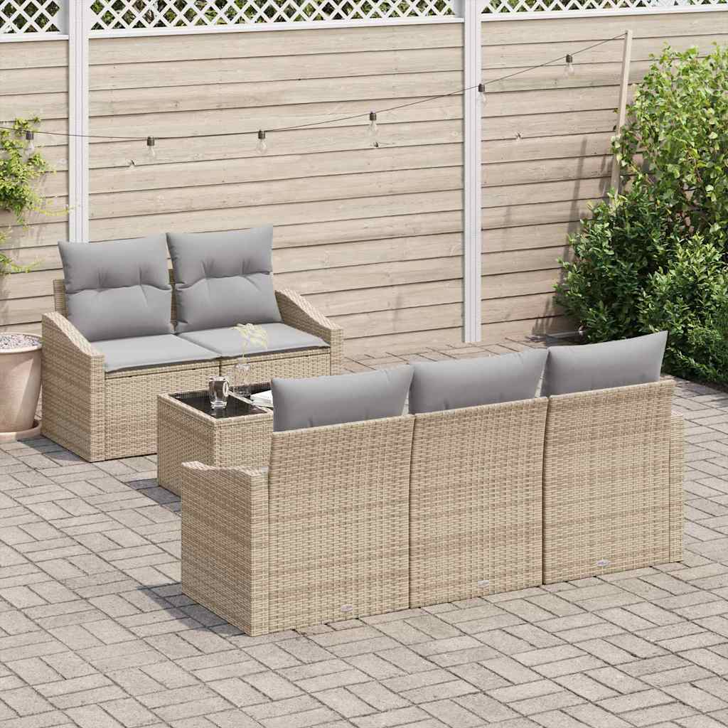 Sofa Sæt 6 stk. Beige og lys grå polyrattan