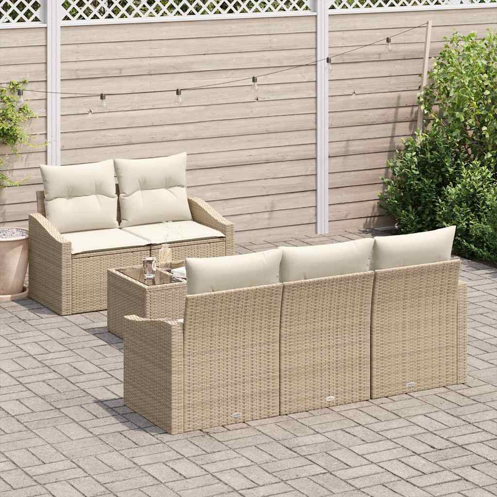 Sofa Sæt 6 stk. Beige og creme polyrattan