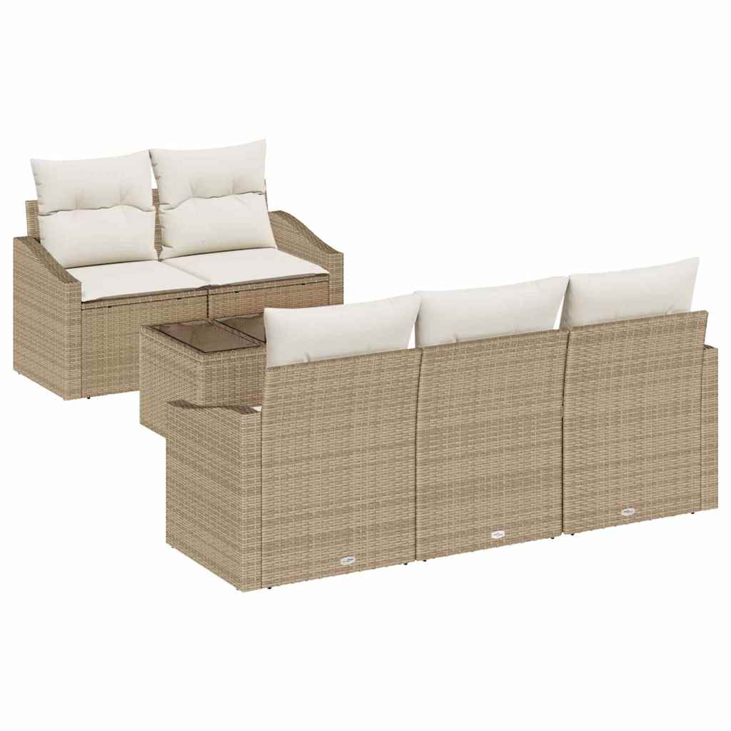 Sofa Sæt 6 stk. Beige og creme polyrattan
