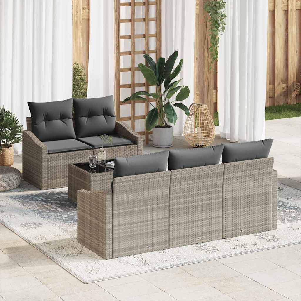 Sofa Sæt 6 stk. Lysegrå polyrattan