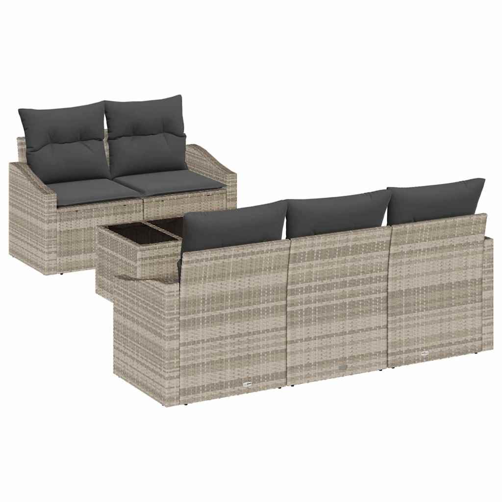 Sofa Sæt 6 stk. Lysegrå polyrattan