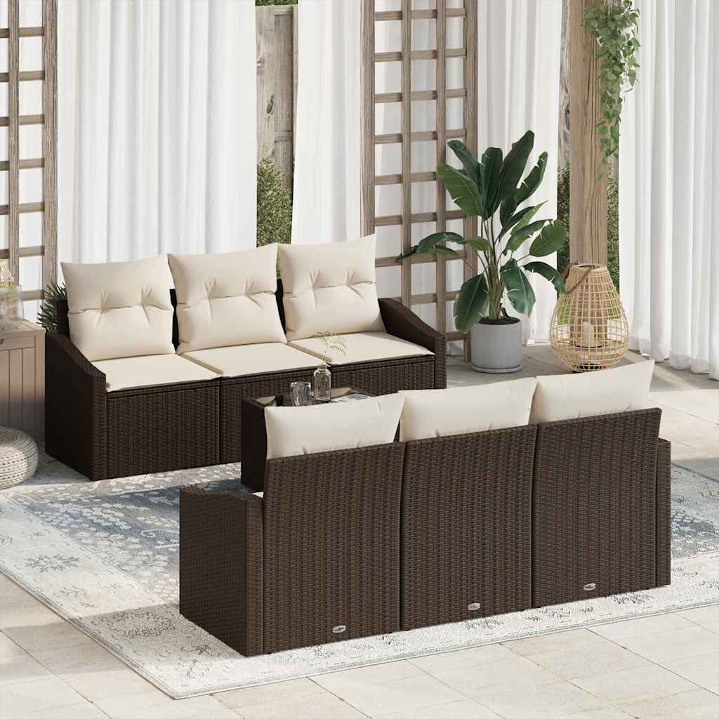 Sofa Sæt 7 stk. Brun og Creme polyrattan
