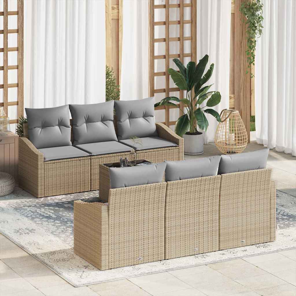 Sofa Sæt 7 stk. Beige og lys grå polyrattan