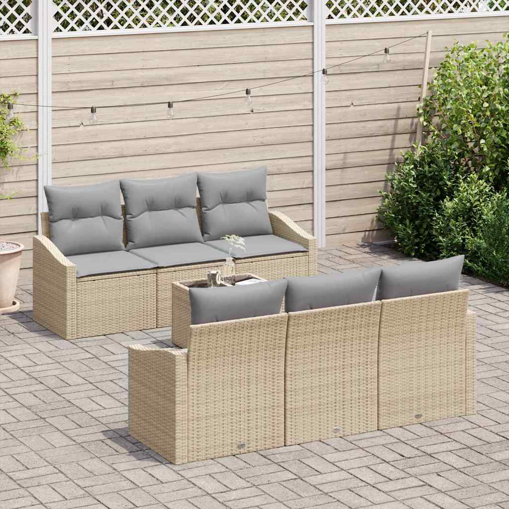 Sofa Sæt 7 stk. Beige og lys grå polyrattan
