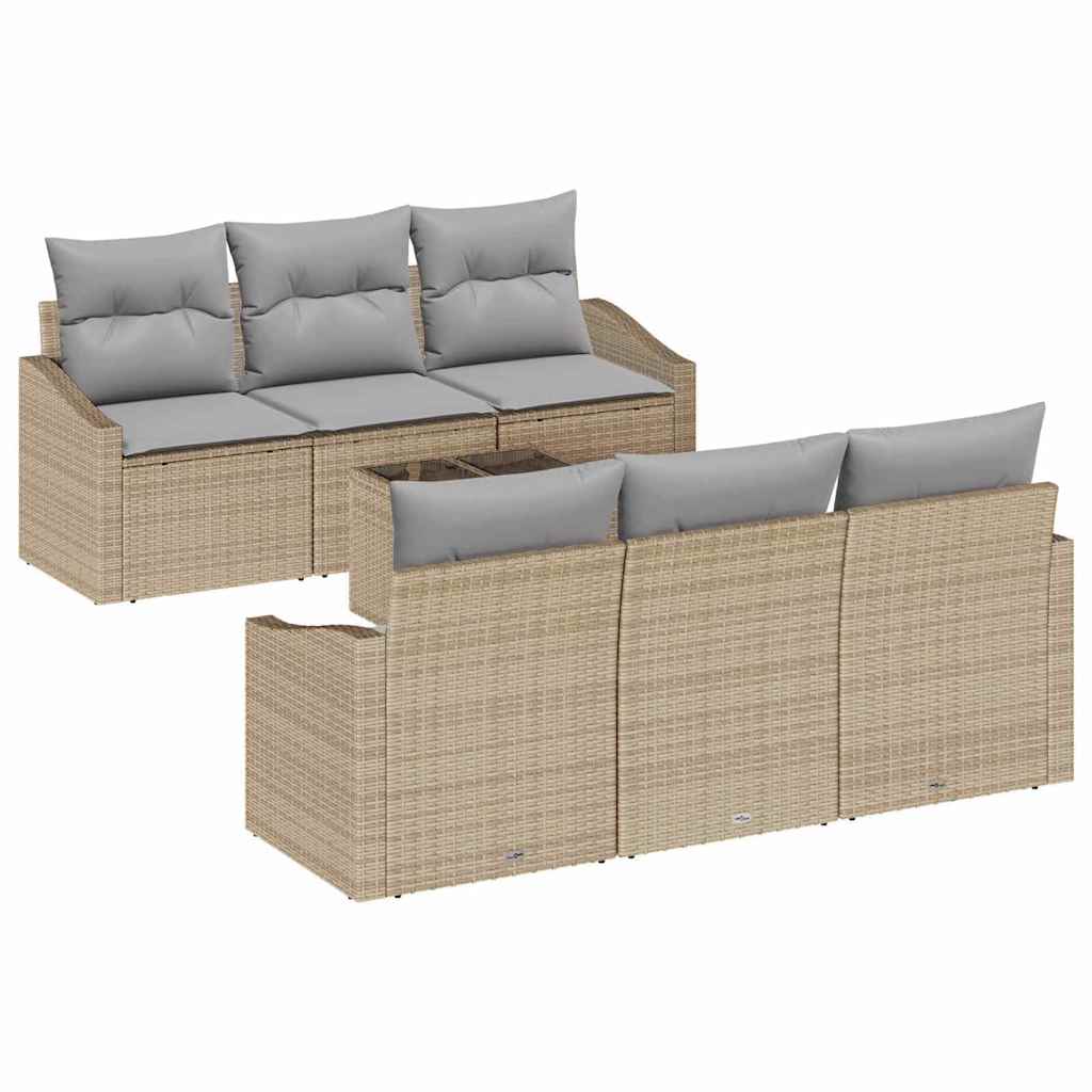 Sofa Sæt 7 stk. Beige og lys grå polyrattan