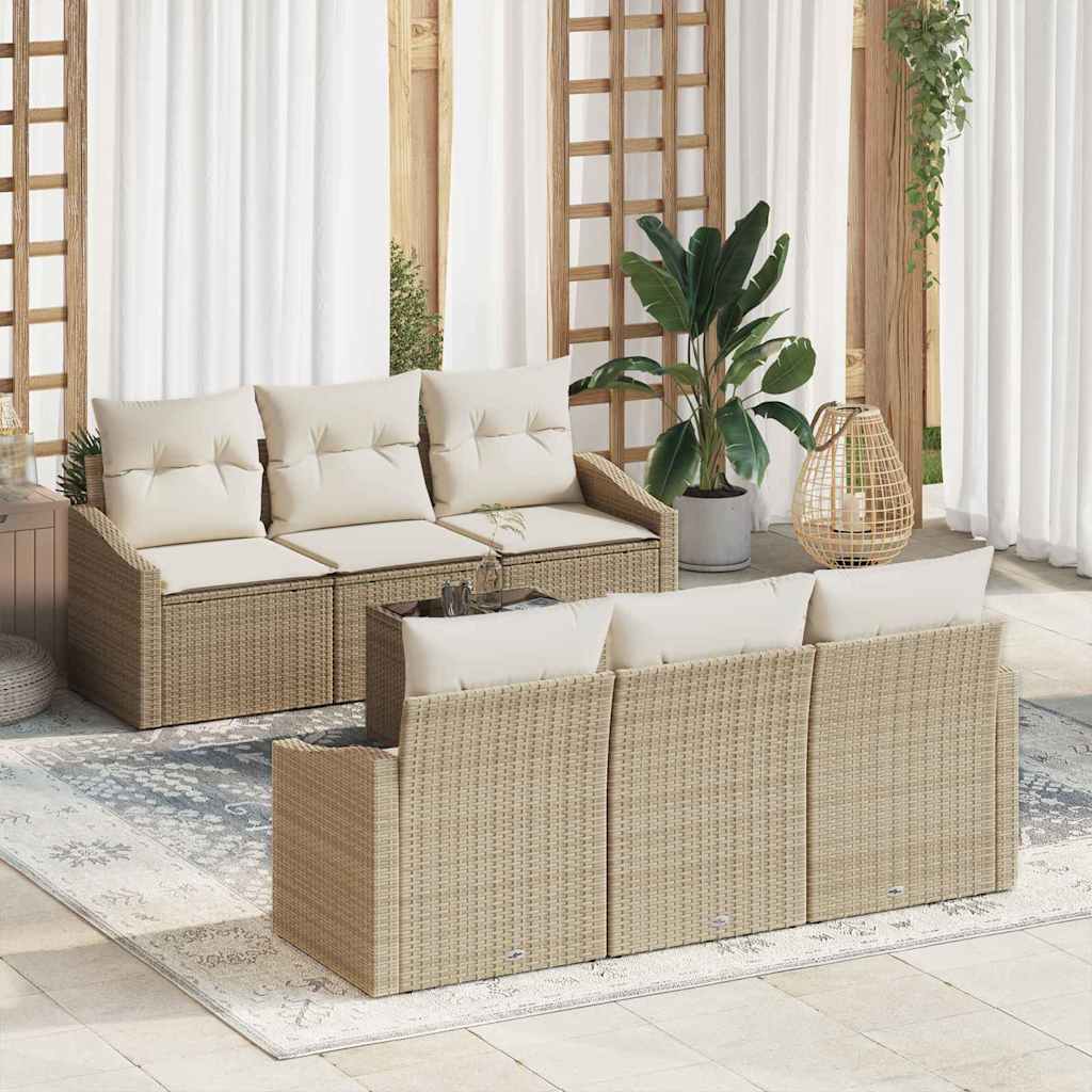 Sofa Sæt 7 stk. Beige og creme polyrattan