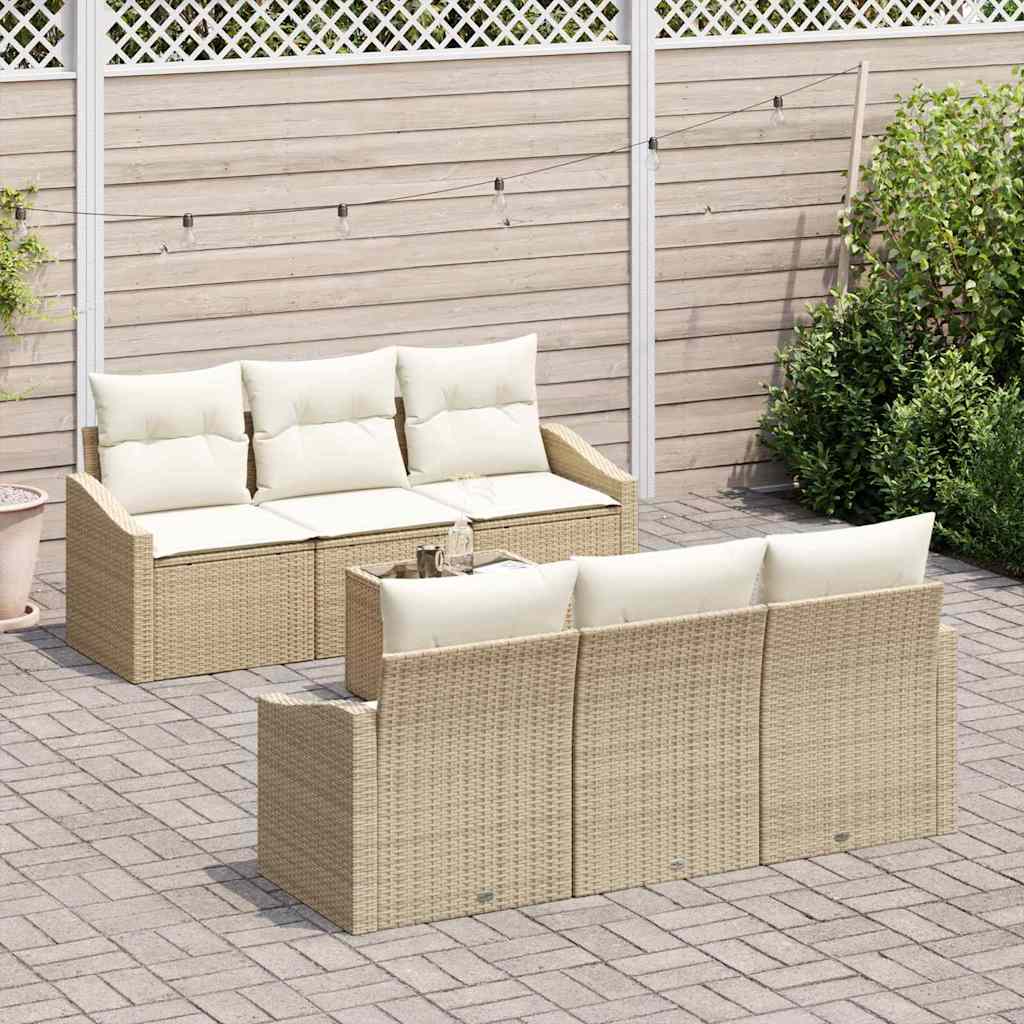 Sofa Sæt 7 stk. Beige og creme polyrattan