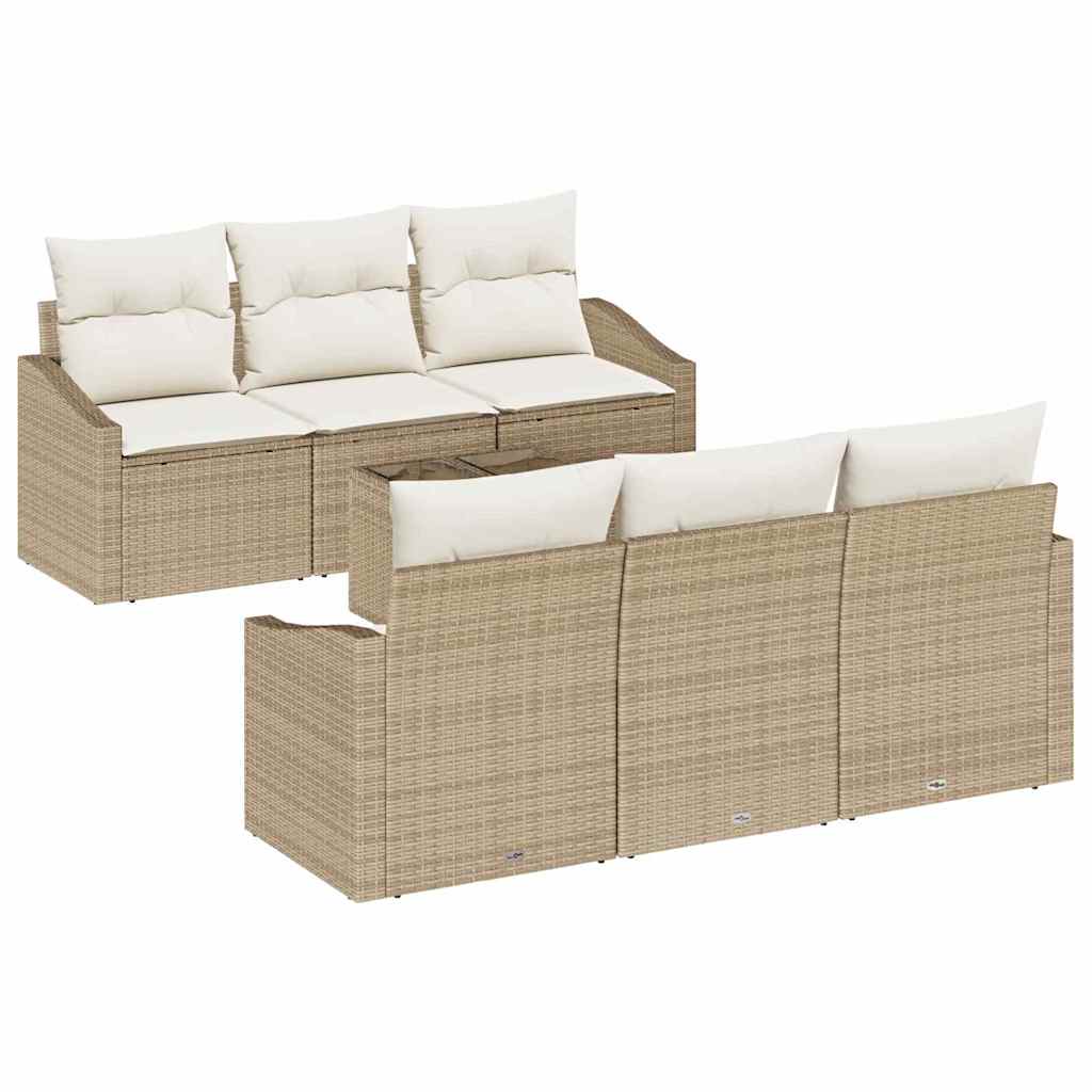 Sofa Sæt 7 stk. Beige og creme polyrattan