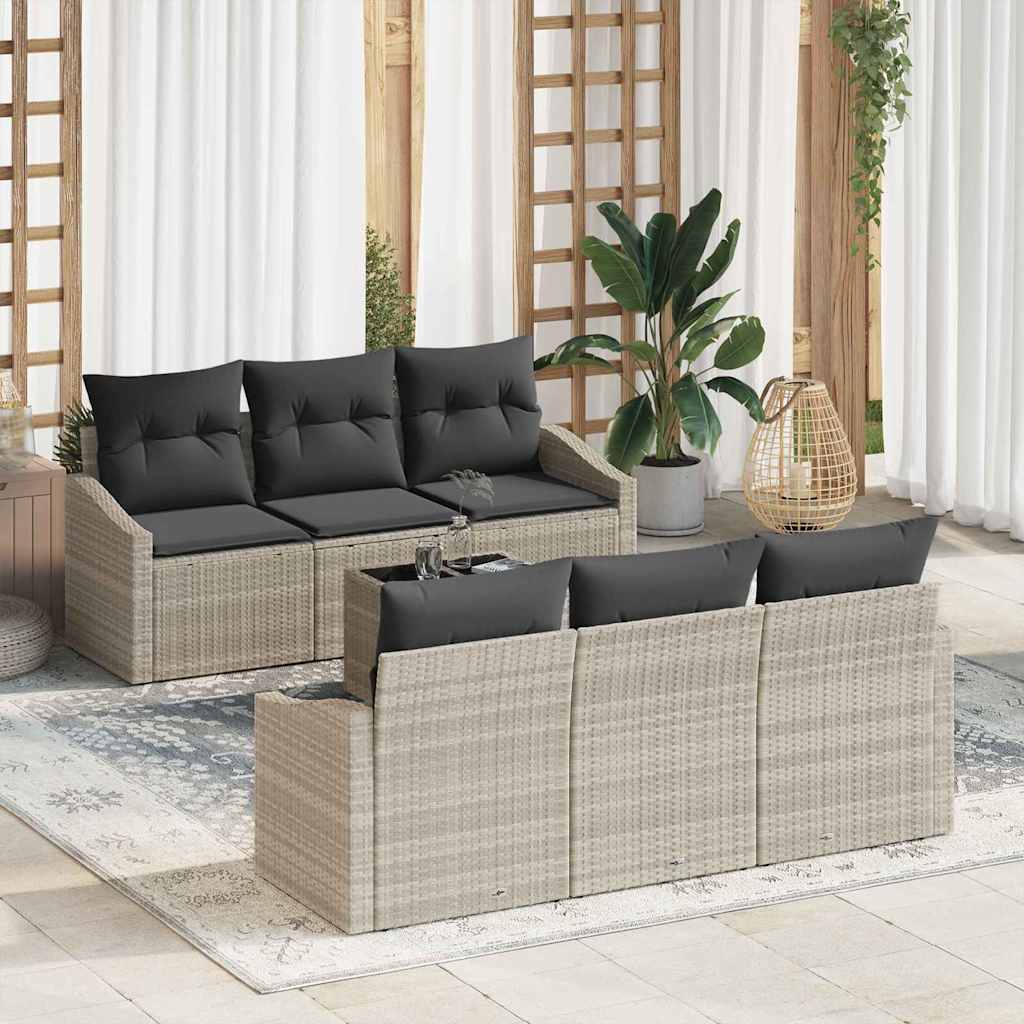 Sofa Sæt 7 stk. Lysegrå polyrattan