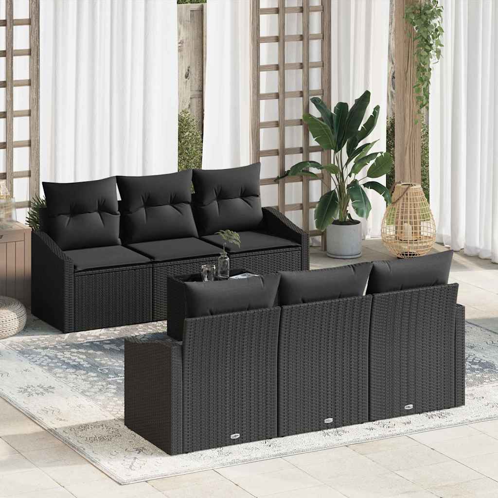Sofa Sæt 7 stk. Sort polyrattan