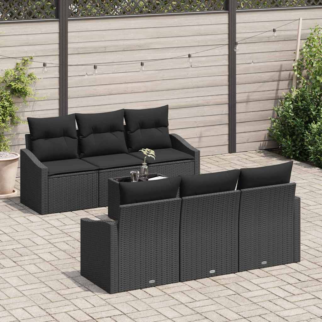 Sofa Sæt 7 stk. Sort polyrattan
