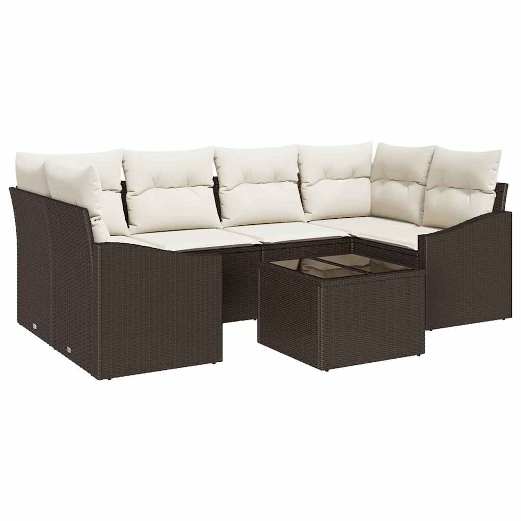 Sofa Sæt 7 stk. Brun og Creme polyrattan