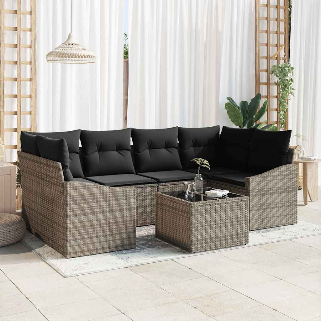Sofa Sæt 7 stk. Grå polyrattan